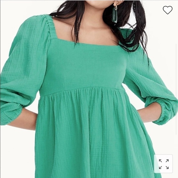 J.Crew Squareneck Gauze Mini Dress in Green, XXS - Picture 3 of 12